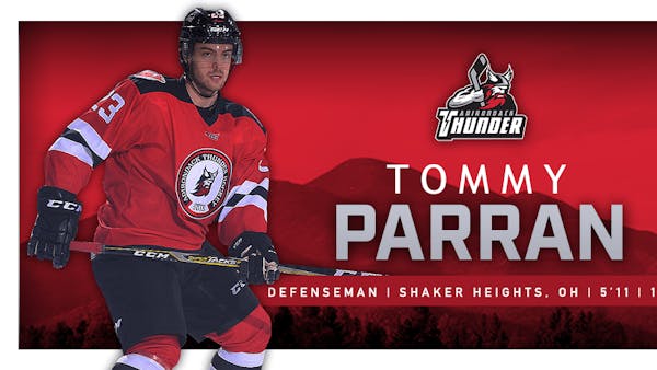 THUNDER INK DEFENSEMAN TOMMY PARRAN FOR 2019-20 SEASON