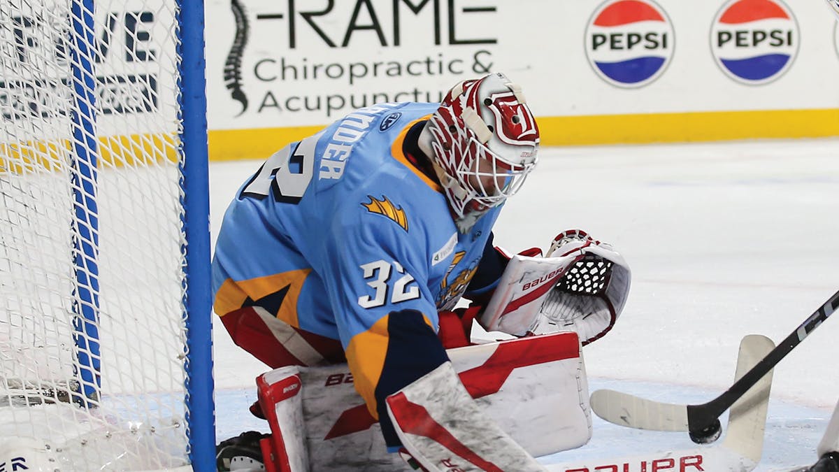 Action photo of Carter Gylander of the Toledo Walleye