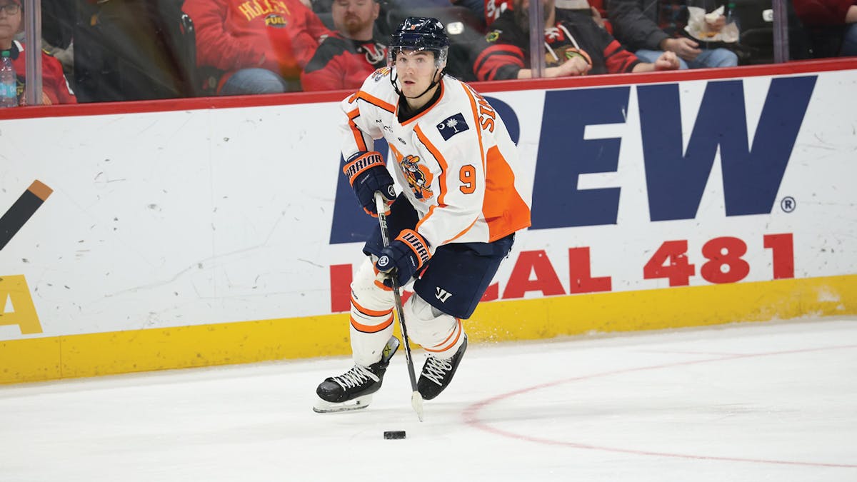 Action photo of Tate Singleton of the Greenville Swamp Rabbits