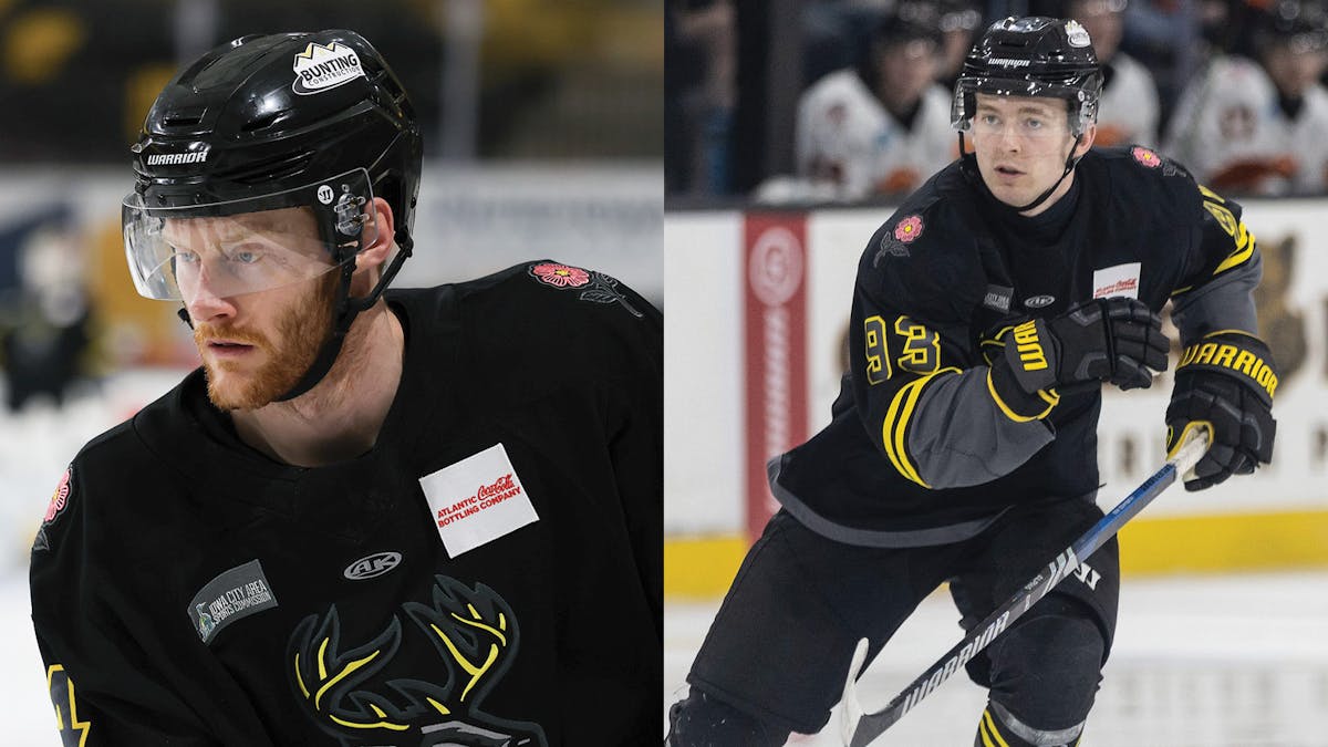 Action photos of Luke Mobley and Matt Hubbarde of the Iowa Heartlanders