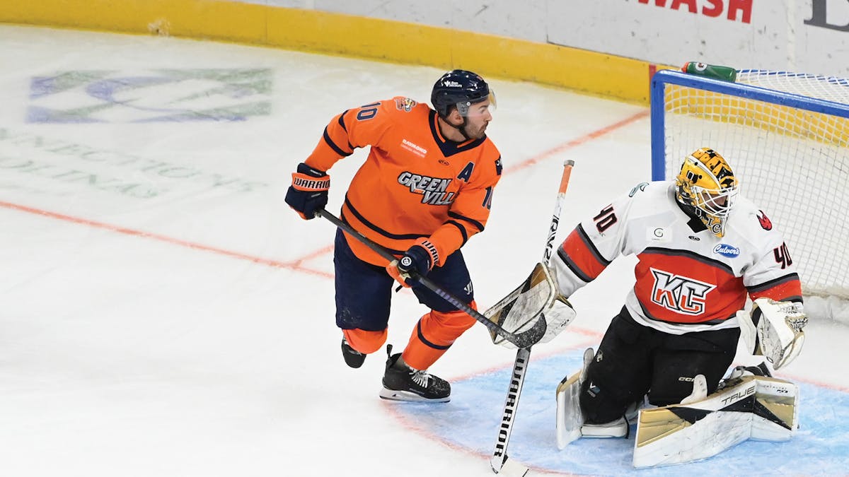 Action photo of Brent Pederson of the Greenville Swamp Rabbits