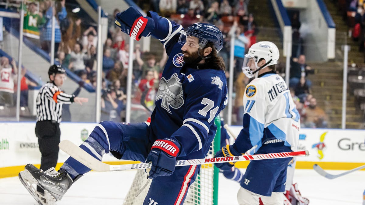Action photo of Blake Christensen of the Kalamazoo Wings