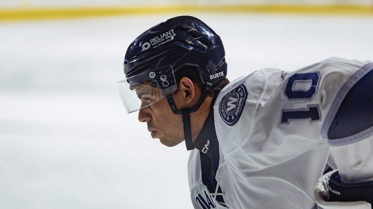 Action photo of Jordan Kaplan of the Worcester Railers