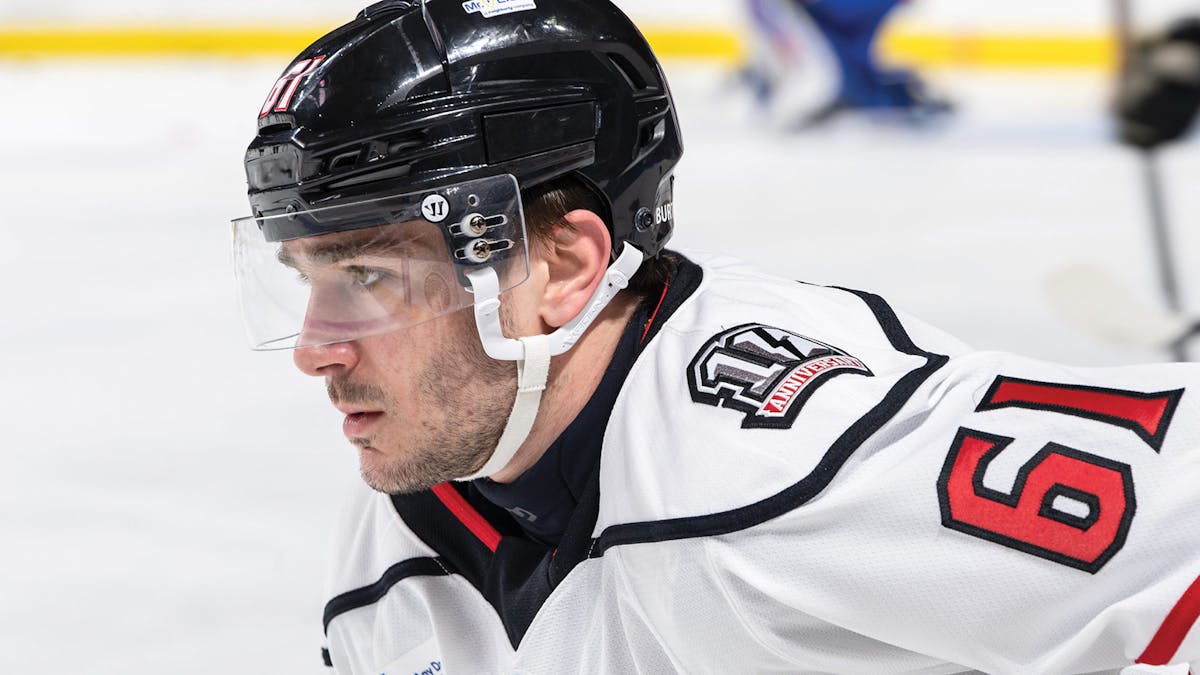 Action photo of Brian Carrabes of the Adirondack Thunder