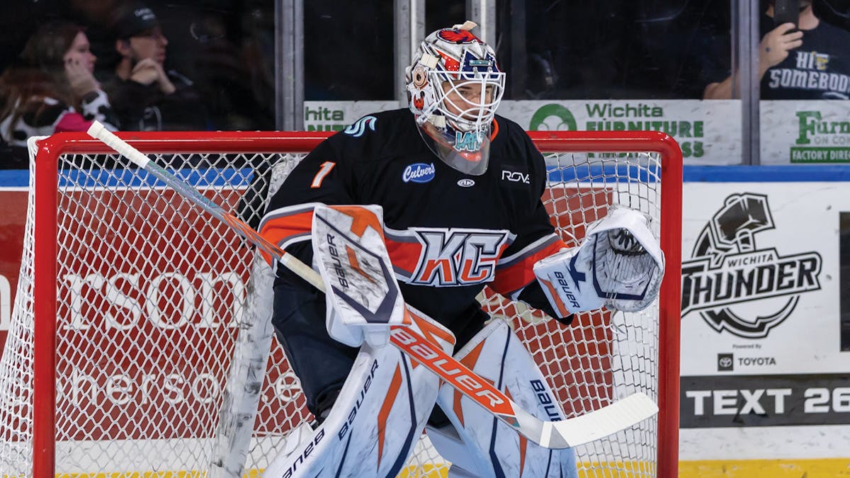 Action photo of Jack LaFontaine of the Kansas City Mavericks