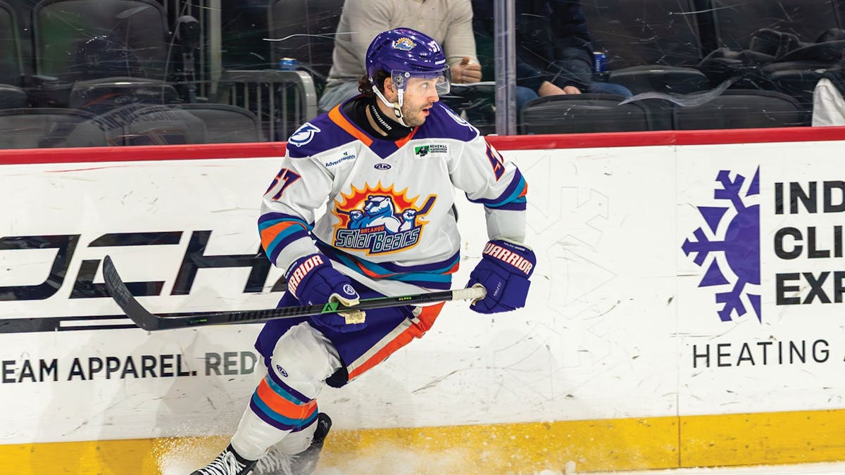 Action photo of Jarid Lukosevicius of the Orlando Solar Bears