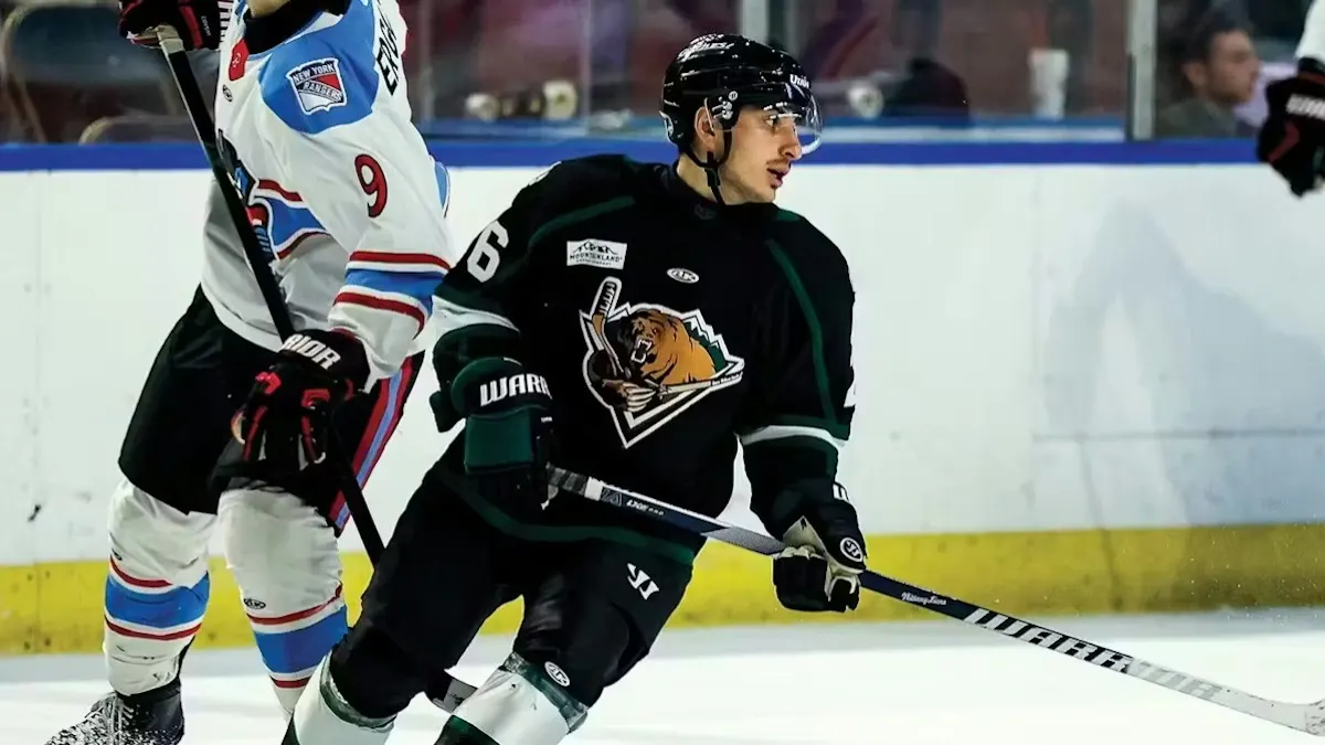 Action photo of Danny Dzhaniyev of the Utah Grizzlies