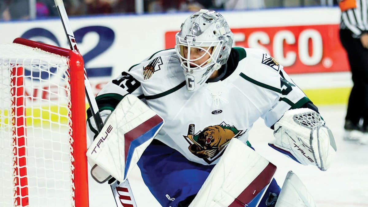 Action photo of Garrett Metcalf of the Utah Grizzlies