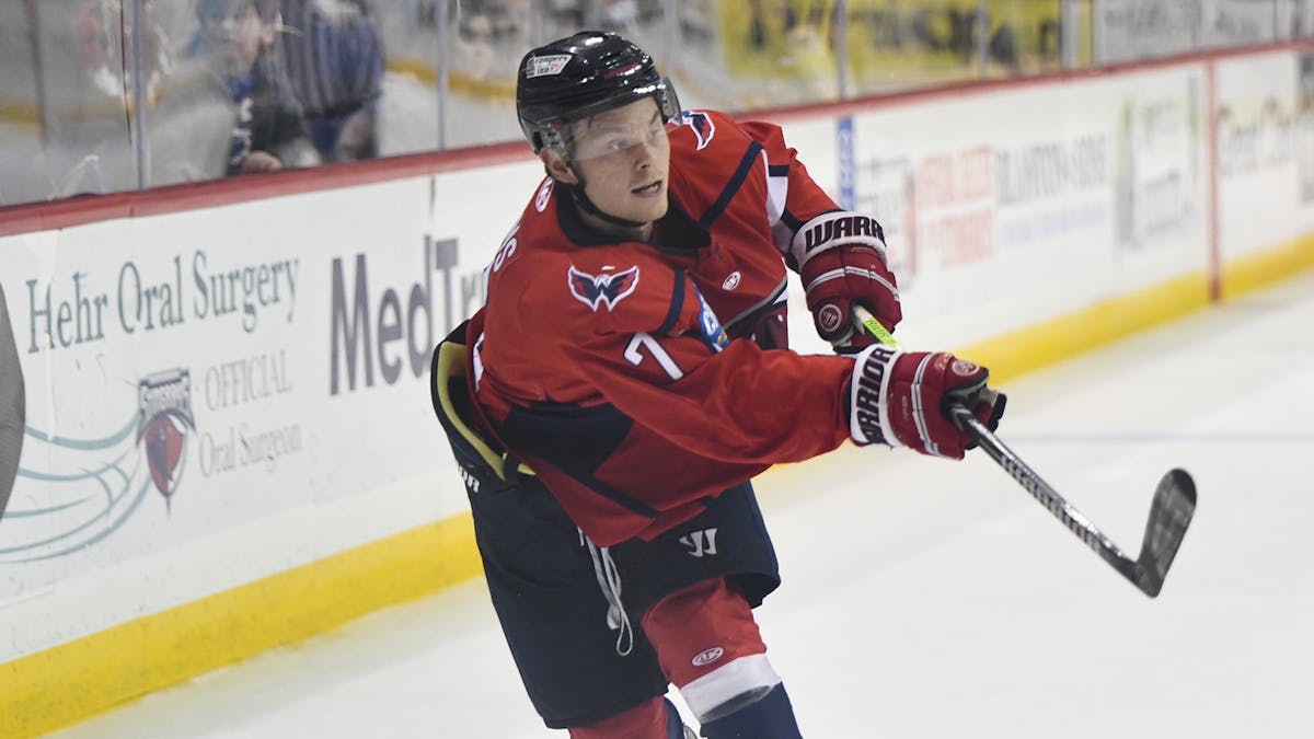 Action photo of Jonny Evans of the South Carolina Stingrays