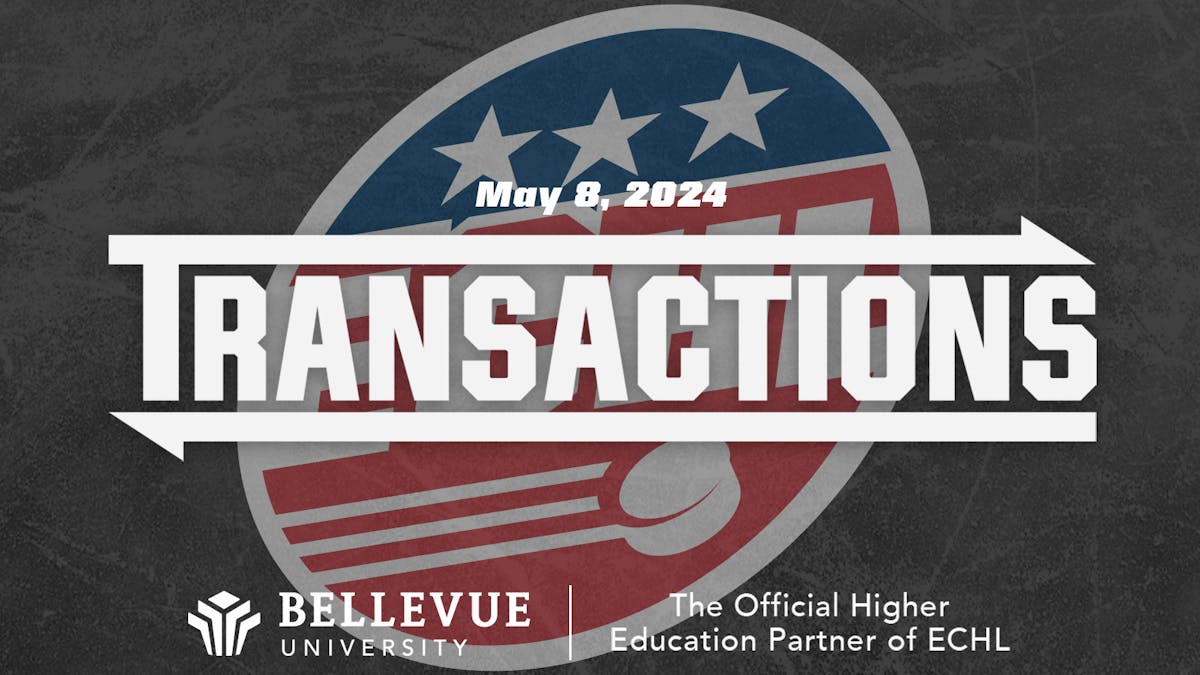ECHL transactions text with Bellevue University logo and today's date