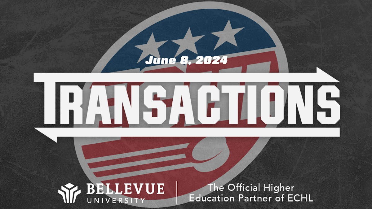 ECHL transactions text with Bellevue University logo and today's date
