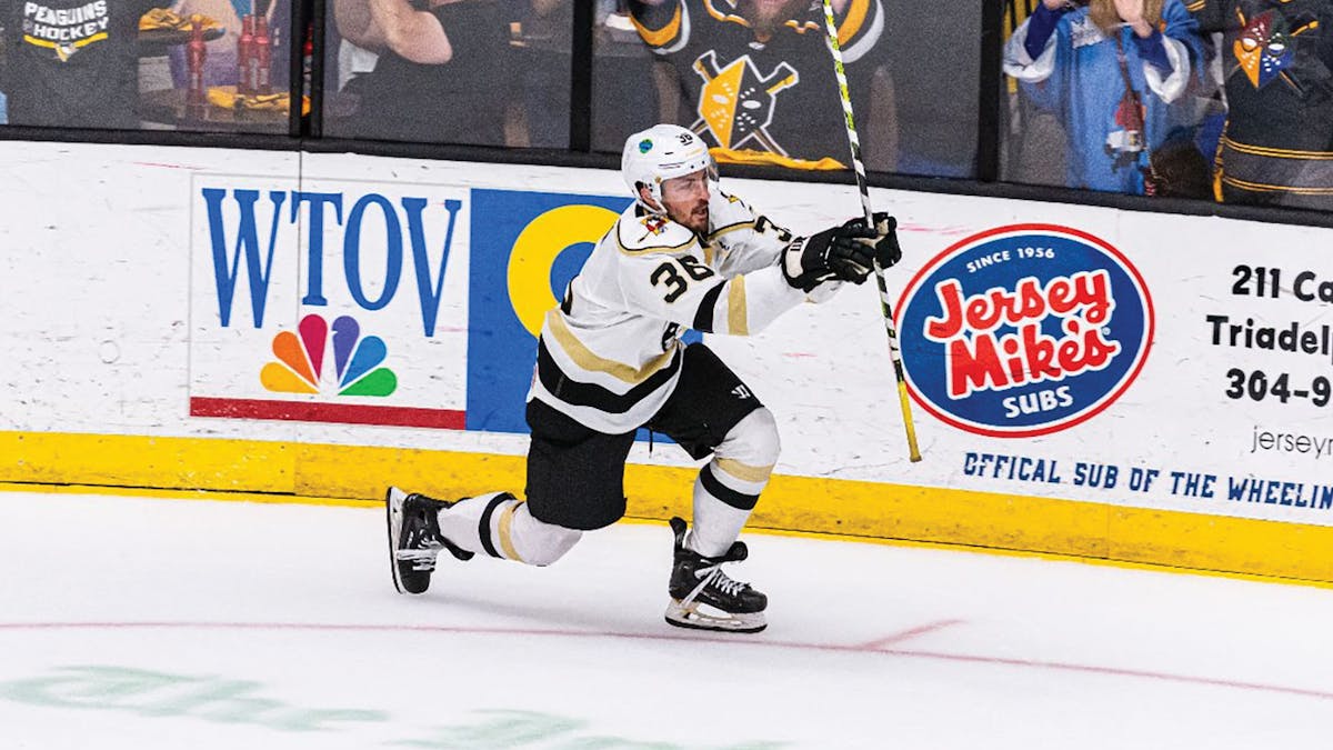 Action photo of Matt Koopman of the Wheeling Nailers