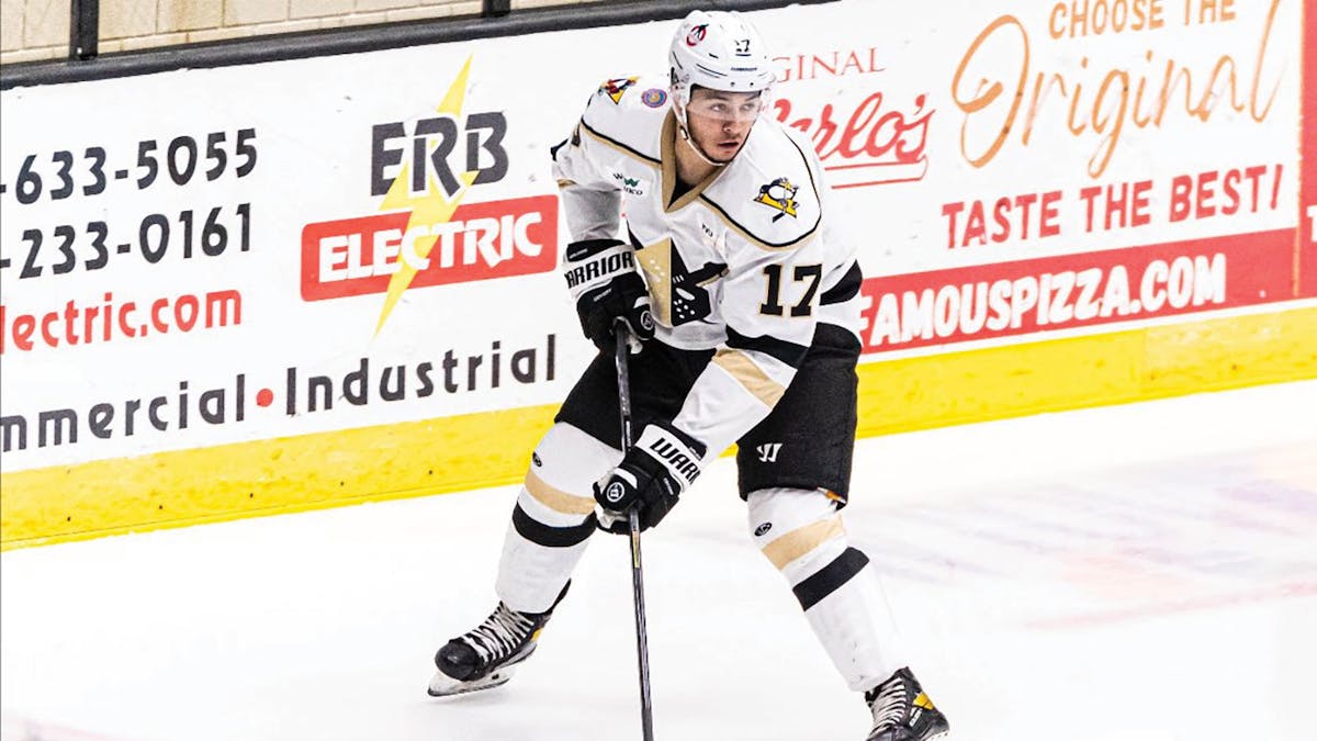 Action photo of Chris Ortiz of the Wheeling Nailers