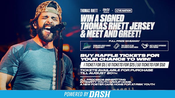 Hertz Arena Presents Raffle for Thomas Rhett Signed Jersey to Benefit "Cowboy Up for Foster Homes" Event