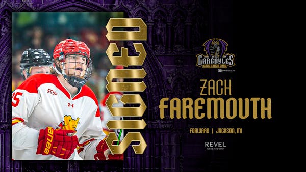 Greensboro Gargoyles Sign Forward Zach Faremouth