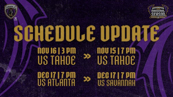 Greensboro Gargoyles Schedule Update