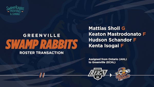 SWAMP RABBITS RECEIVE FOUR FROM AHL ONTARIO