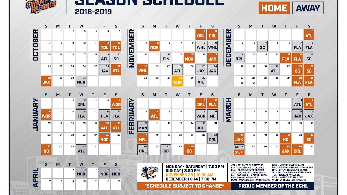 Swamp Rabbits Update Full Season Schedule