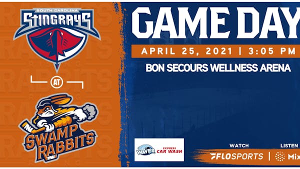 GAME PREVIEW (4/25/2021): SWAMP RABBITS vs. STINGRAYS, 3:05 PM