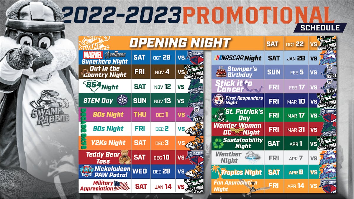 SWAMP RABBITS ANNOUNCE 2022-23 PROMOTIONAL SCHEDULE | Greenville Swamp Rabbits swamp-rabbits-announce-2022-23-promotional-schedule-greenville-swamp-rabbits