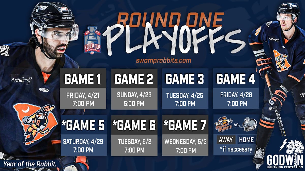 SWAMP RABBITS ANNOUNCE KELLY CUP PLAYOFF SCHEDULE FOR FIRST ROUND | Greenville Swamp Rabbits swamp-rabbits-announce-kelly-cup-playoff-schedule-for-first-round-greenville-swamp-rabbits