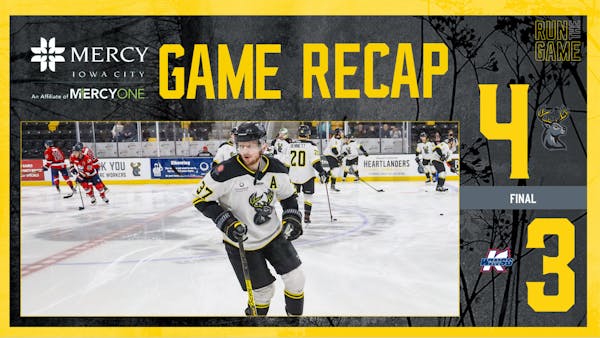 Kuffner's late heroics lift Iowa over Kalamazoo, 4-3