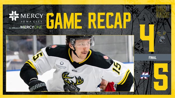 Iowa nearly ties late in 5-4 regulation defeat at Kalamazoo