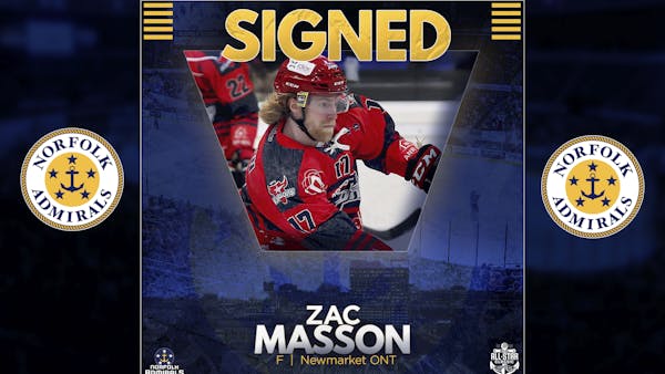 Admirals Bring Aboard Masson For Upcoming Season