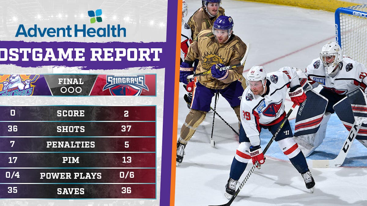 Thompson's 36 saves sink Solar Bears in 2-0 loss to Stingrays