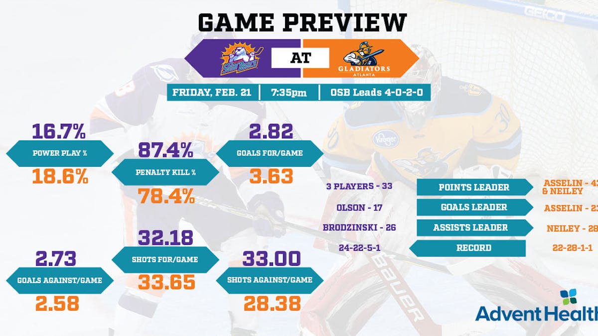 Game Preview: Solar Bears at Gladiators | Feb. 21, 2020