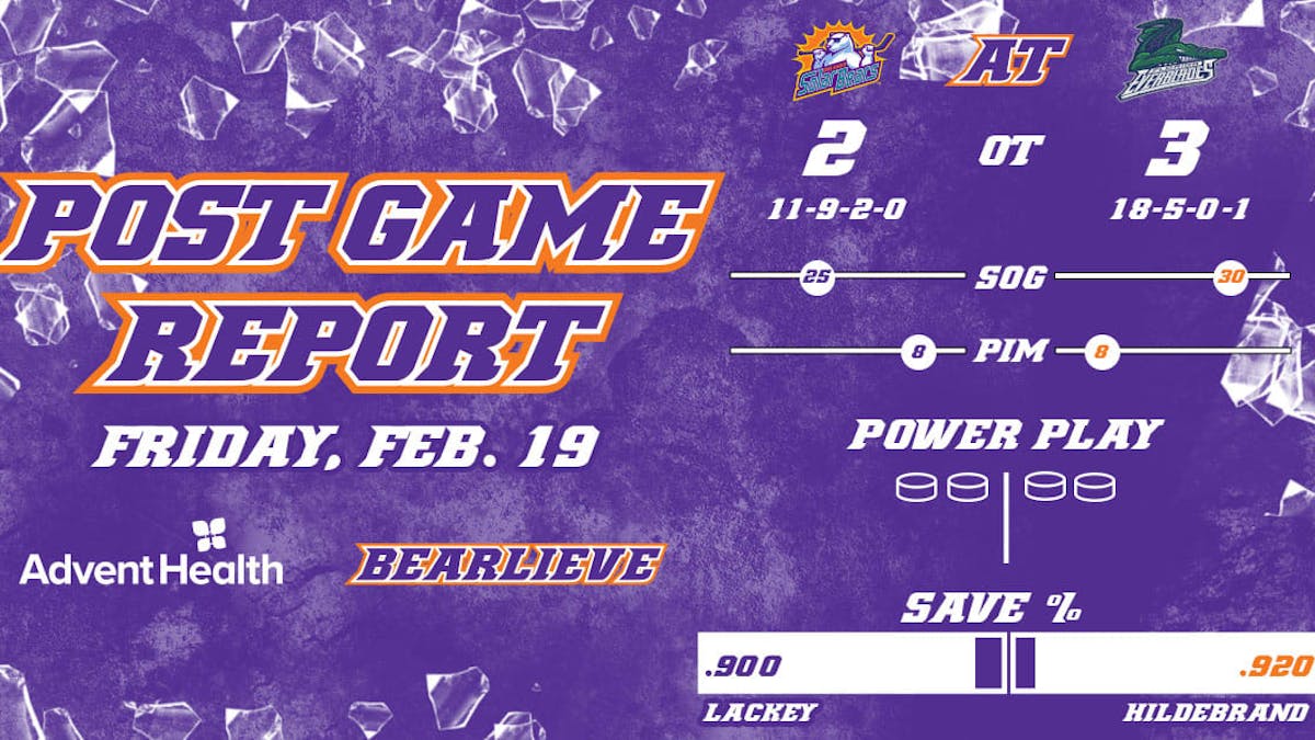 Solar Bears earn point in 3-2 OT loss to 'Blades to wrap up road trip