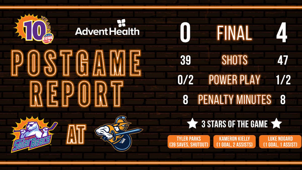 Solar Bears blanked by Parks in 4-0 loss