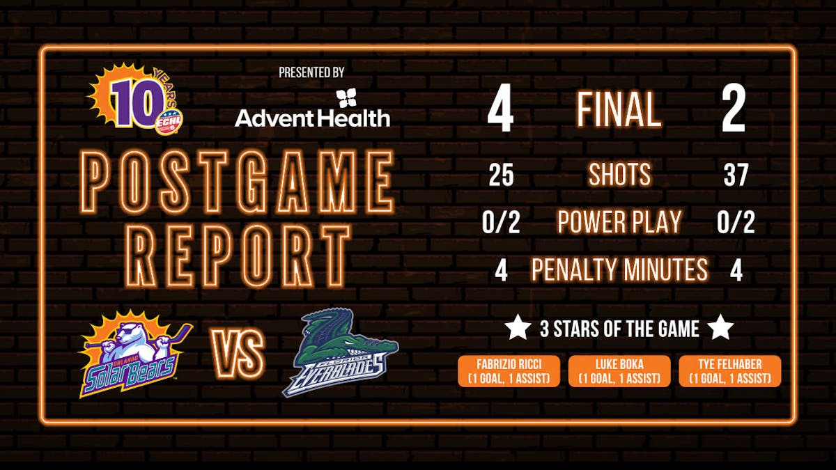 Solar Bears double up Everblades in 4-2 win