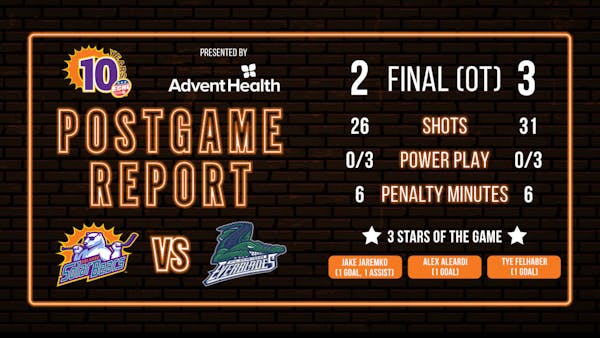 Solar Bears get point in 3-2 OT loss to Everblades