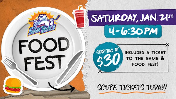 Solar Bears Announce Vendors at Food Fest Presented by Publix on January 21