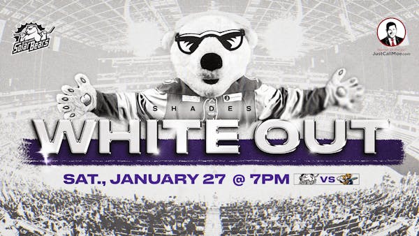 Solar Bears announce Shades' White Out Night presented by Just Call Moe Injury and Accident Attorneys for January 27, 2024