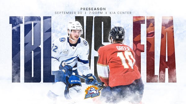 Tampa Bay Lightning to host two-time defending Stanley Cup Champion Florida Panthers in NHL Preseason action in Orlando