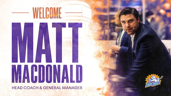 Orlando Solar Bears Announce Hiring of Matt Macdonald as Head Coach and General Manager