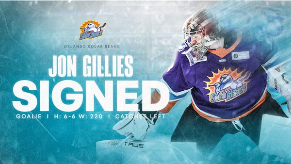 Solar Bears Re-sign Veteran Goaltender Jon Gillies