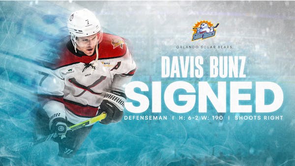 Solar Bears agree to terms with defenseman Davis Bunz