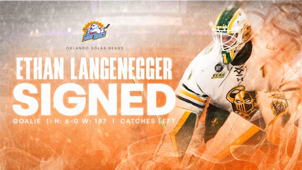 Solar Bears agree to terms with rookie netminder Ethan Langenegger