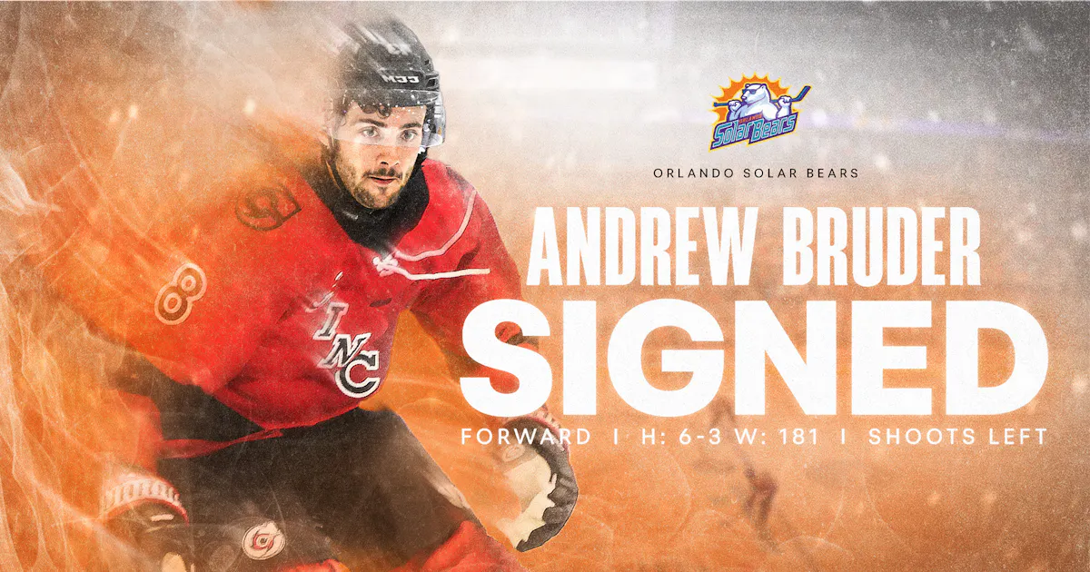 Andre Rudder Orlando Solar Bears | Solar Bears ink rookie forward Andrew Bruder