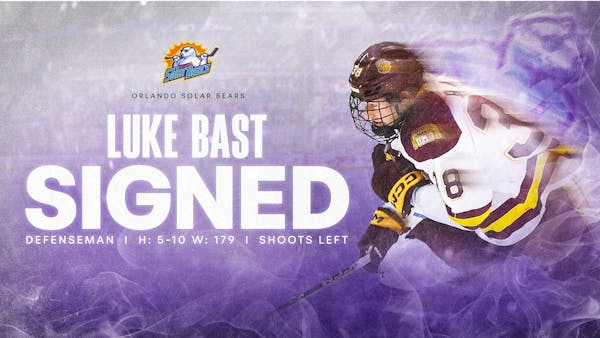 Rookie Luke Bast joins Solar Bears for 2025-26 season