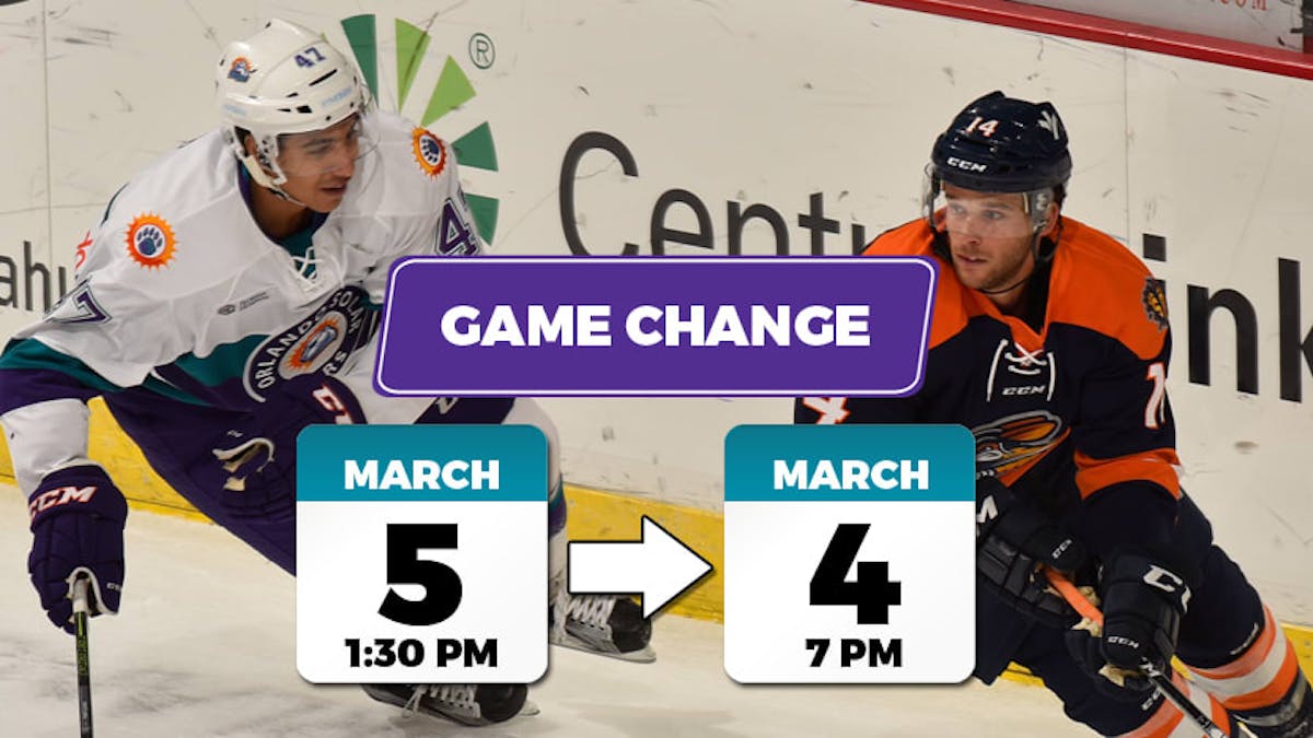 Solar Bears announce game date change