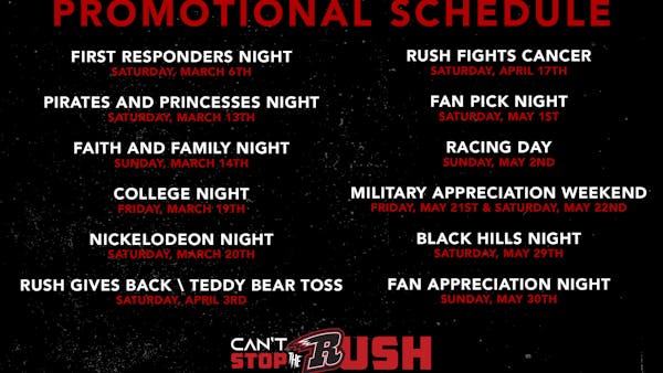 RUSH ANNOUNCE FINAL WAVE OF 2020-21 PROMOTIONAL SCHEDULE