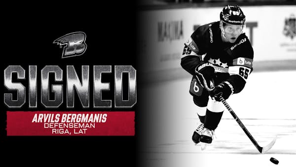 RUSH SIGN LATVIAN NATIONAL TEAM DEFENSEMAN ARVILS BERGMANIS