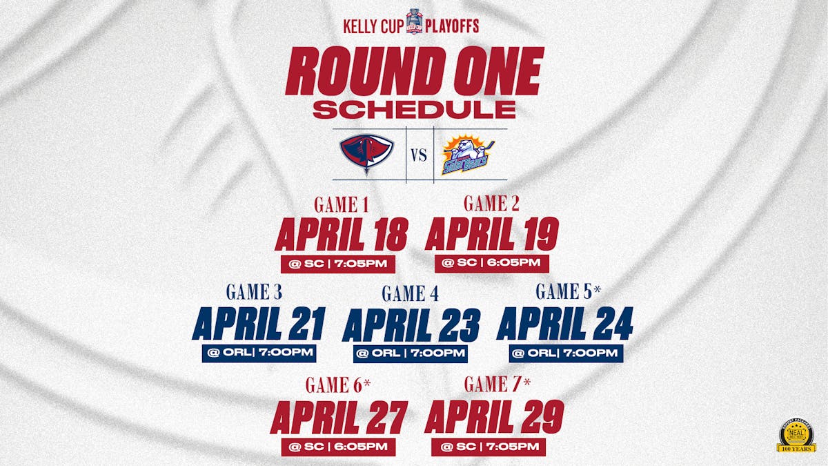 STINGRAYS ANNOUNCE FULL UPDATED SCHEDULE FOR FIRST ROUND PLAYOFF SERIES AGAINST ORLANDO