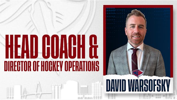 SOUTH CAROLINA STINGRAYS NAME DAVID WARSOFSKY HEAD COACH AND DIRECTOR OF HOCKEY OPERATIONS