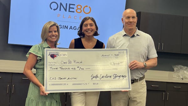 STINGRAYS AND CHARLESTON INTERNATIONAL AIRPORT DONATE $3,000 TO ONE80 PLACE