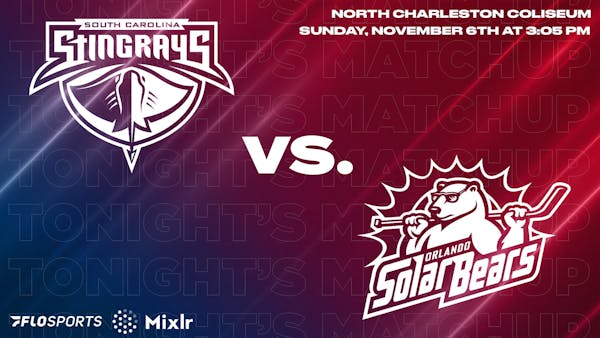 Game Preview: Stingrays vs. Solar Bears, November 6 at 3:05 PM